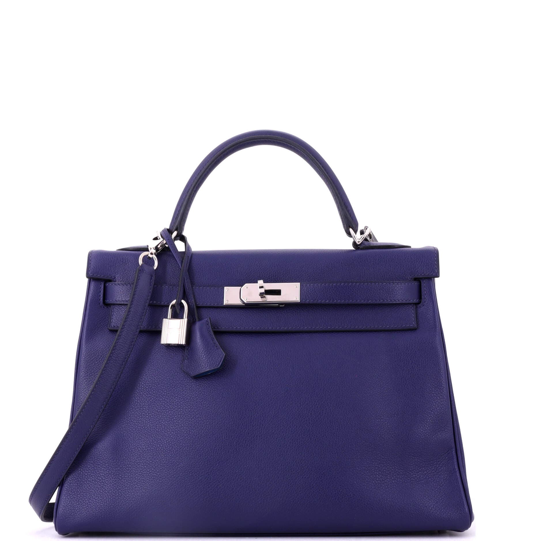 Kelly Handbag Verso Evercolor with Palladium Hardware 32, Main, color, Blue