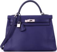 Pre-Owned Hermes Kelly Handbag Verso Evercolor with Palladium Hardware 32