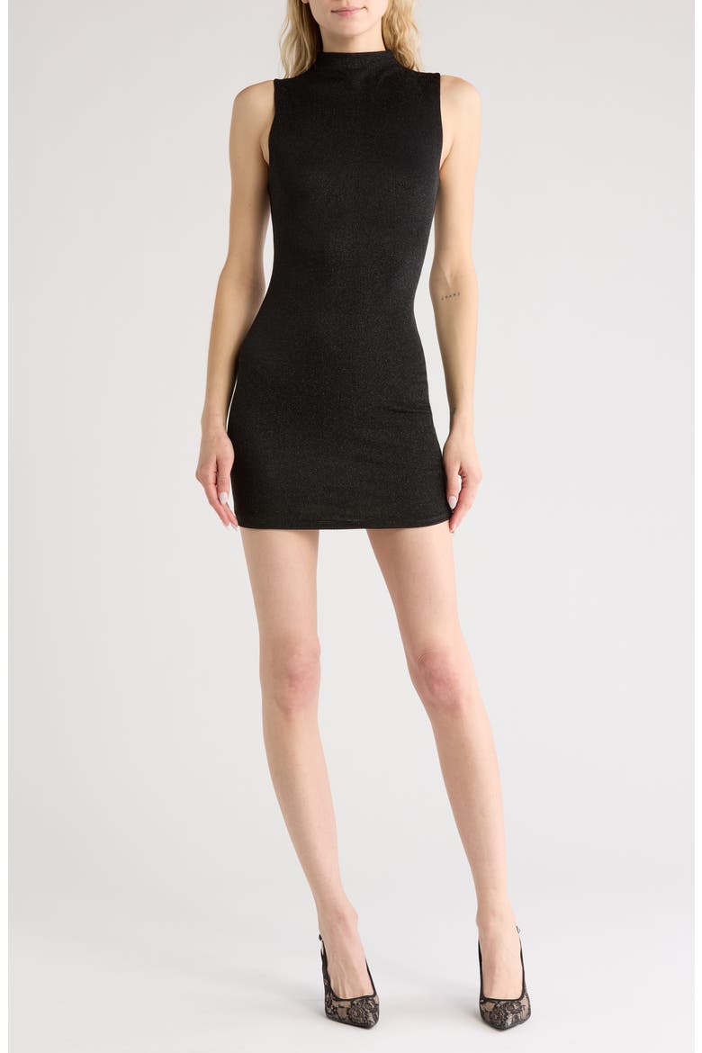 Metallic Sleeveless Minidress, Main, color, BLACK