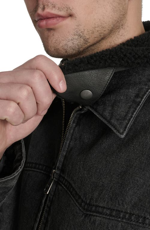 Levi's Western Denim Jacket With Removable Faux Shearling Collar In Black