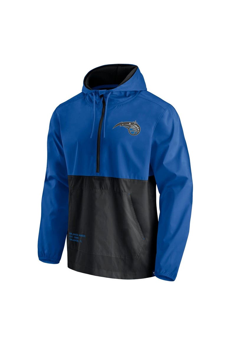 Men's Fanatics Branded Blue/Black Orlando Magic Anorak Block Party Windbreaker Half-Zip Hoodie Jacket, Alternate, color, Blue