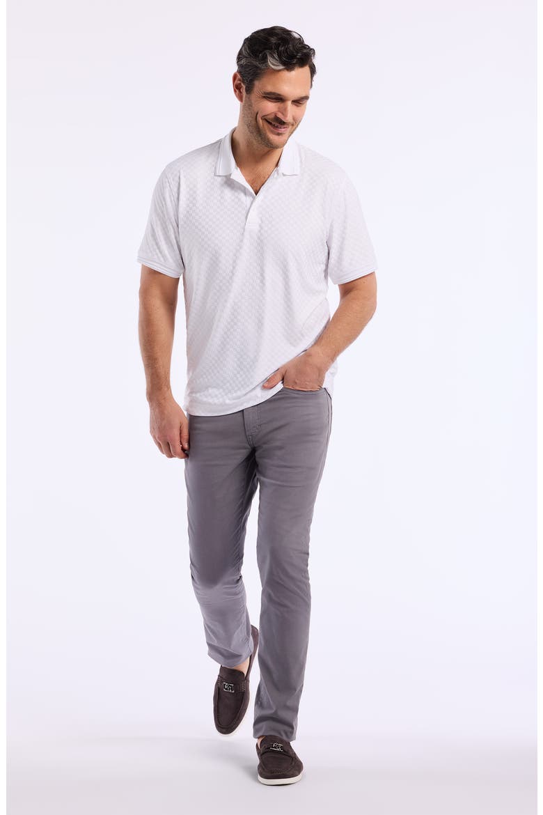 Aaron Checkered Knit Polo, Alternate, color, WHITE