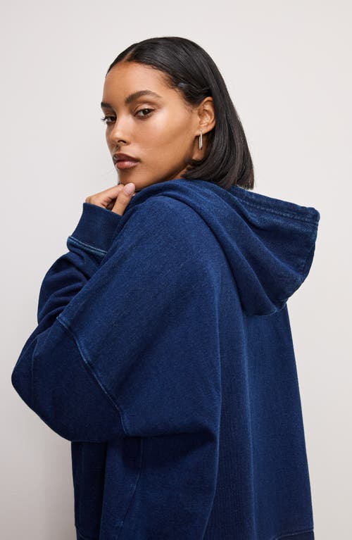 Good American Jeanius Boxy French Terry Zip Hoodie In Indigo377