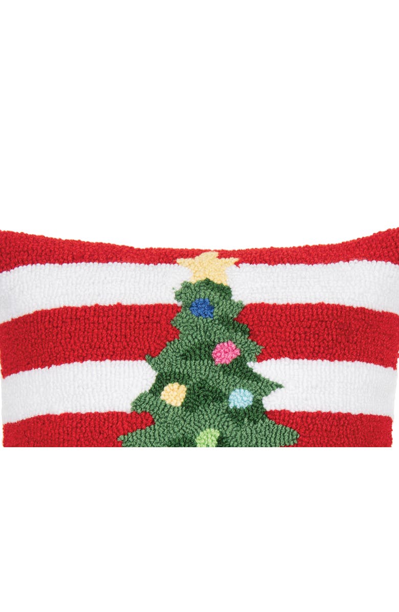 C&F Home Christmas Tree & Candy Cane Striped Hooked Accent Throw Pillow 16" x 16", Alternate, color,