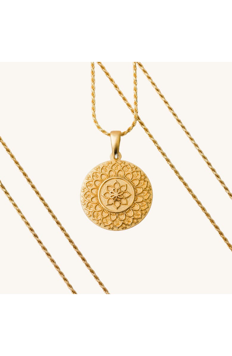 Mantra I Am Strong And Powerful mandala necklace, Main, color, Original - Gold