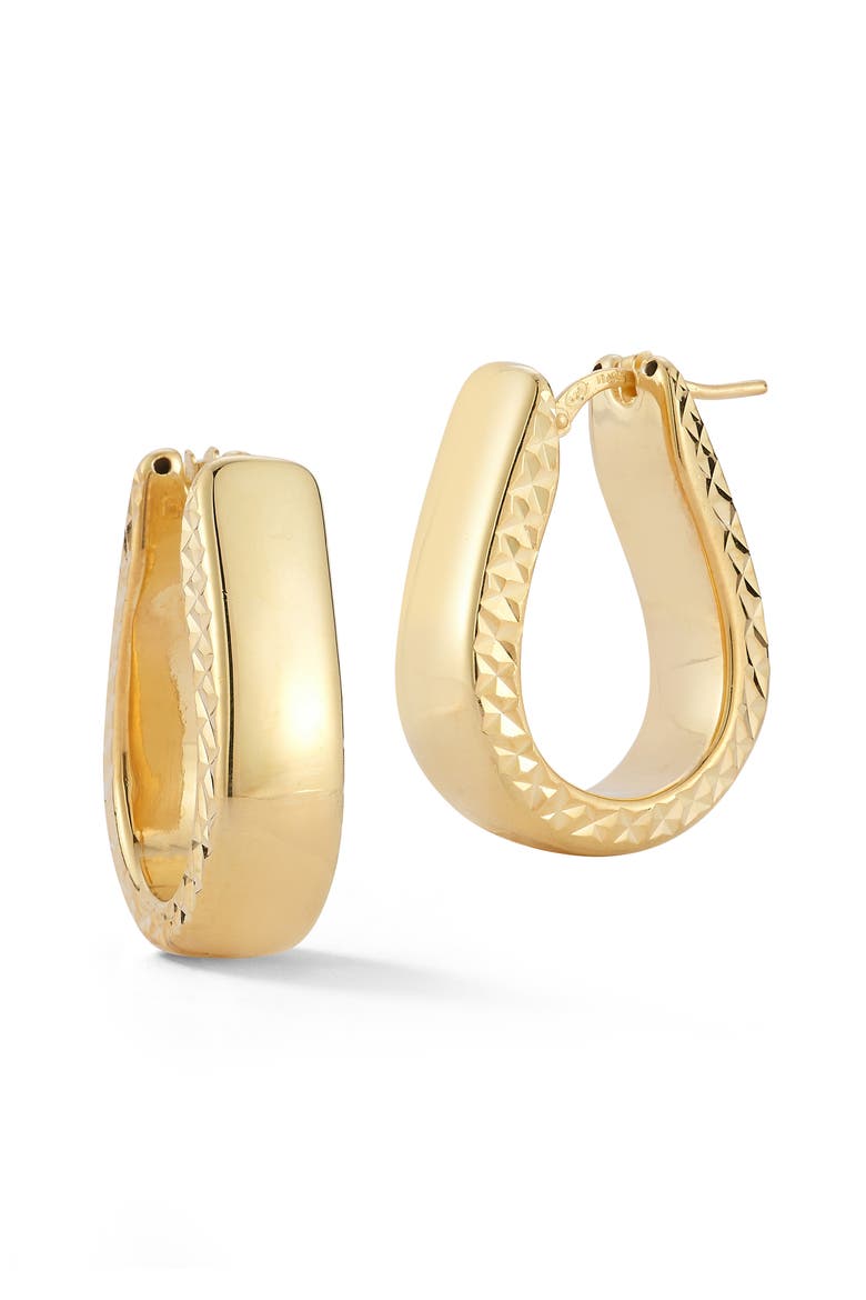 Textured Oval Hoop Earrings, Main, color, GOLD