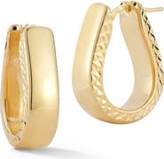 CHLOE AND MADISON Textured Oval Hoop Earrings