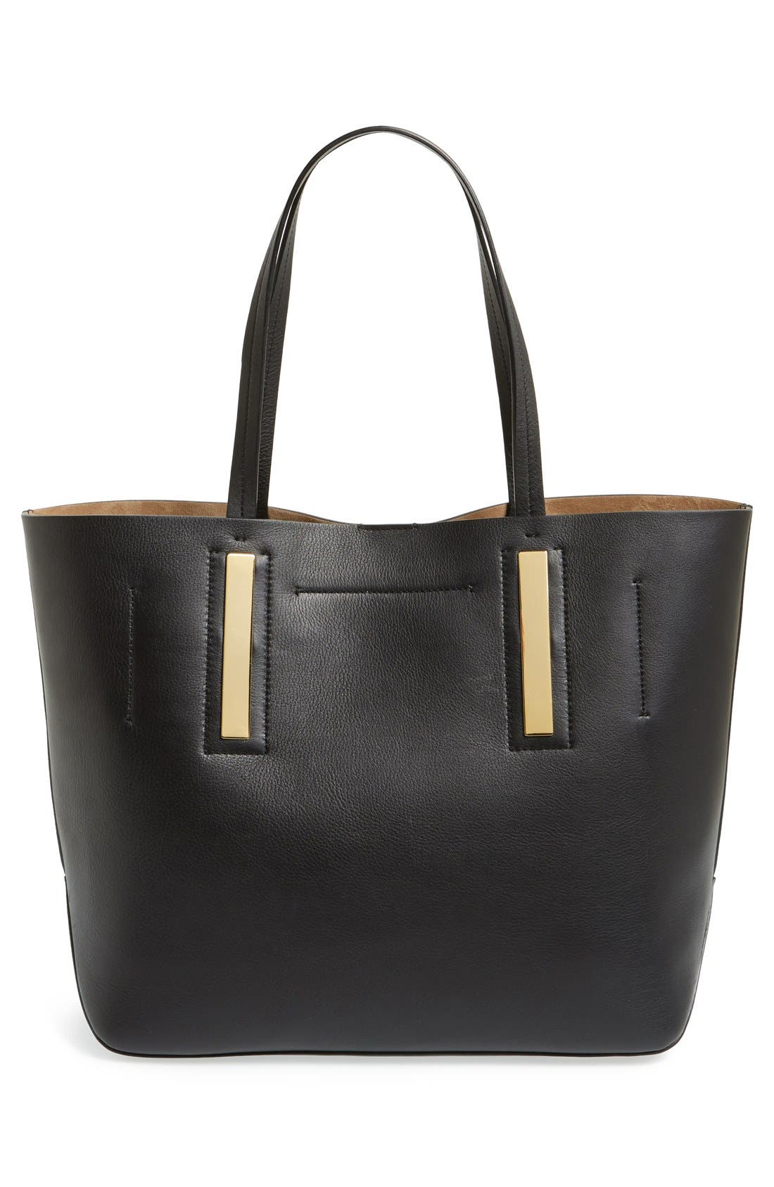 'Large Jaryn' Leather Tote, Alternate, color, BLACK