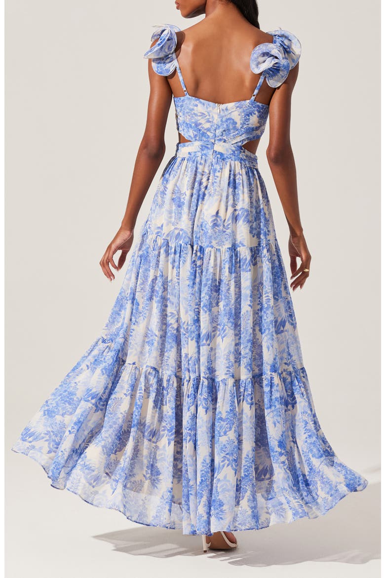 Frittilaria Floral Cutout Detail Maxi Dress, Alternate, color, BLUE FLORAL