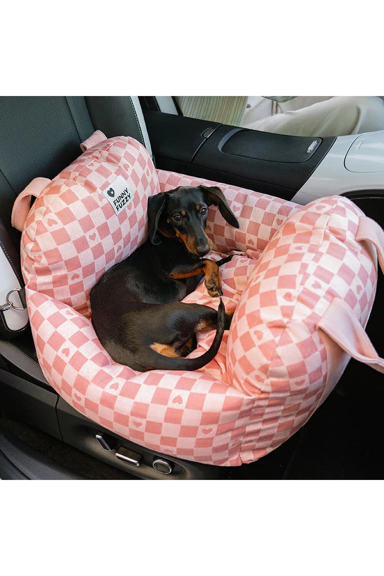 First Class Dog Car Seat Bed, Alternate, color, Pink Heart