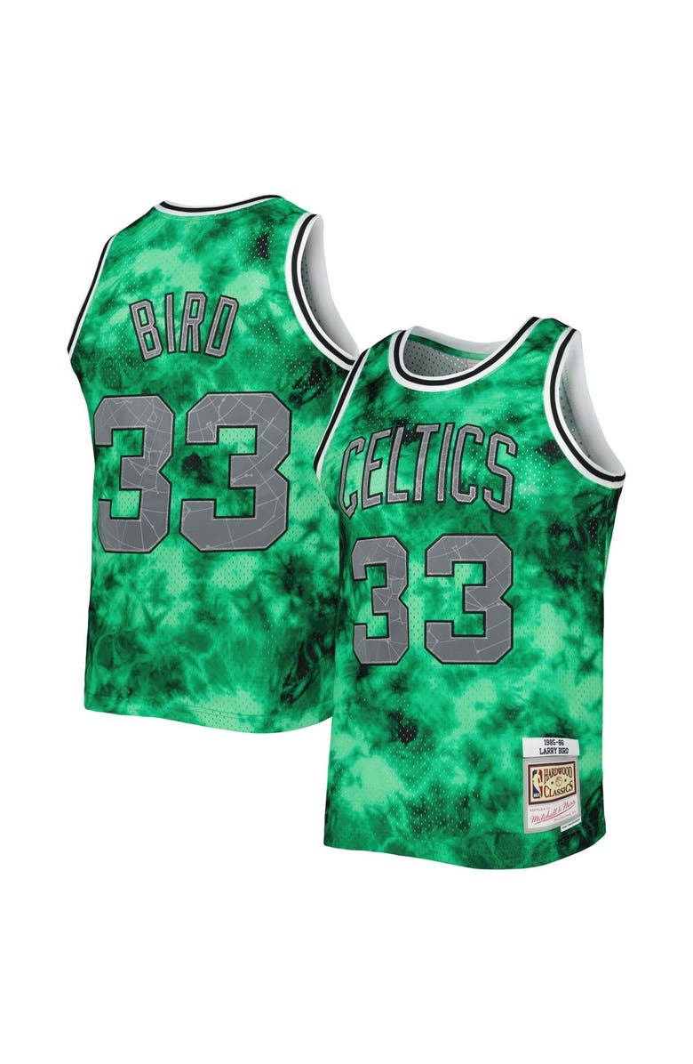 Mitchell & Ness Men's Mitchell & Ness Larry Bird Kelly Green Boston Celtics 1985/86 Galaxy Swingman Jersey, Main, color,