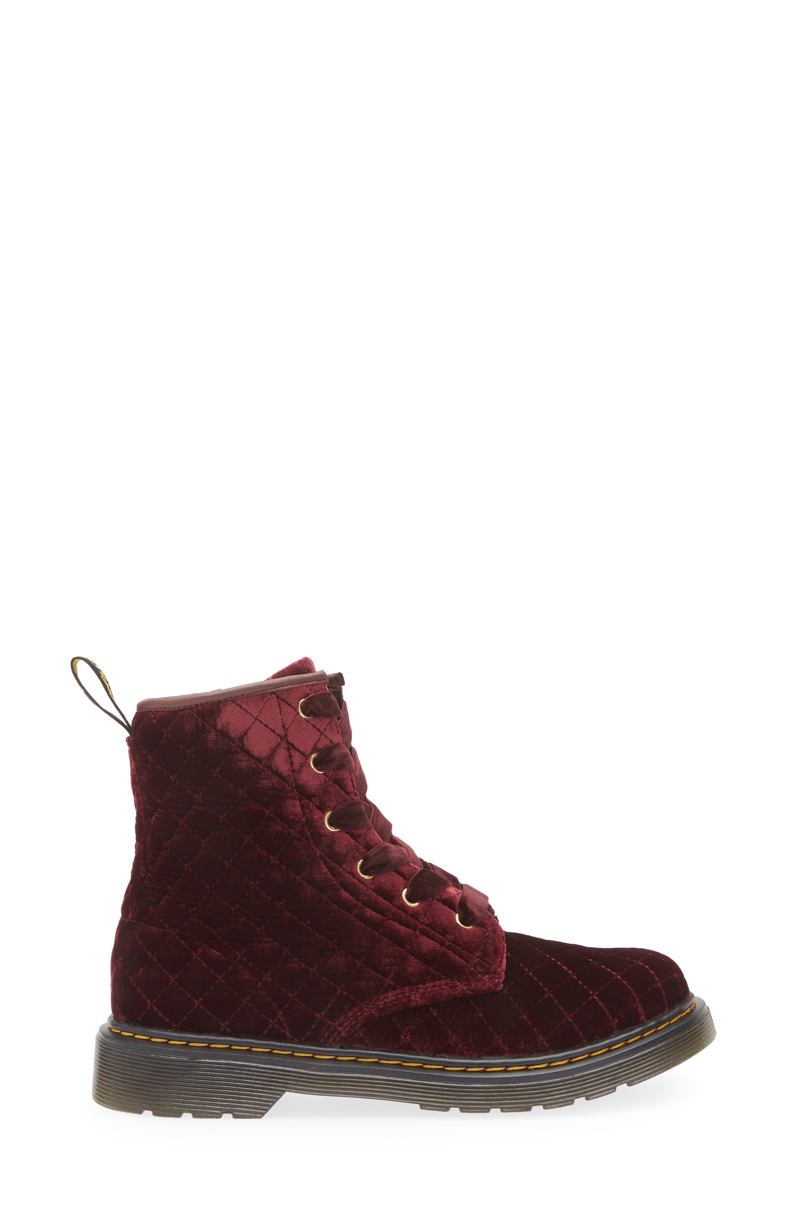 Dr. Martens Kids' 1460 Quilted Velvet Boot, Alternate, color, 