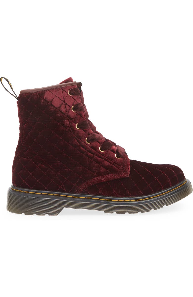 Dr. Martens Kids' 1460 Quilted Velvet Boot, Alternate, color,