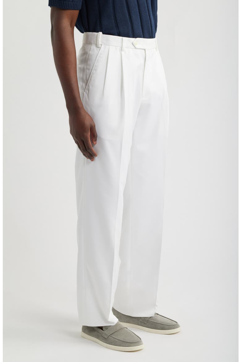 Pleated Twill Pants, Alternate, color, WHITE