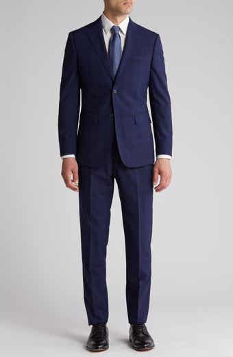 English Laundry Plaid Trim Fit Wool Blend Two-Piece Suit