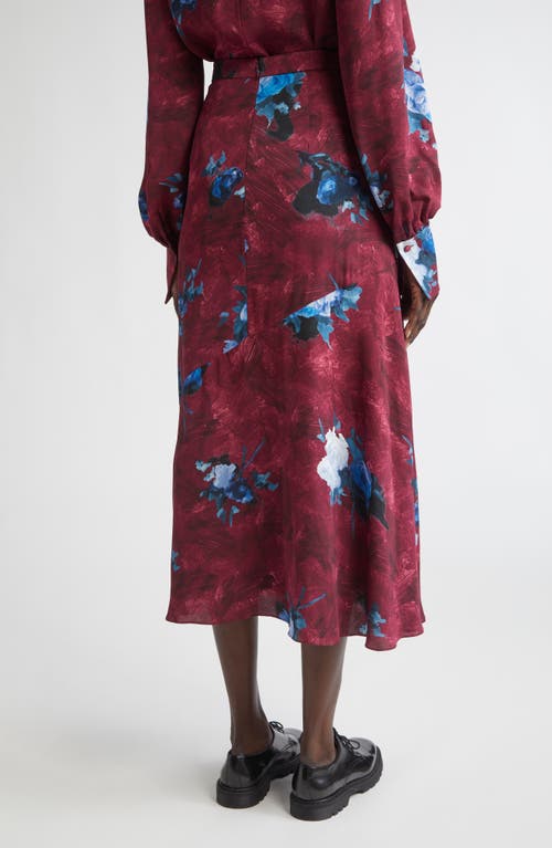 Erdem Abstract Rose Print Midi Skirt In Multi