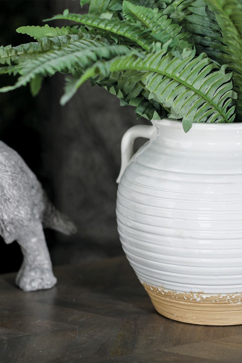 White Ceramic Indoor Outdoor Planter with Handles, Alternate, color, WHITE