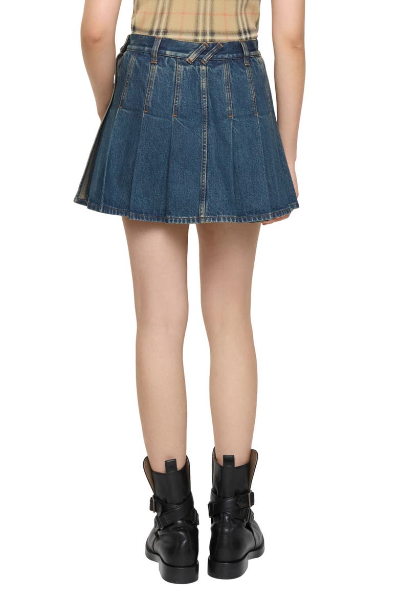 Dahlia Pleated Denim Miniskirt, Alternate, color, MID BLUE