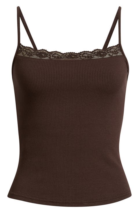 Blondi Lace Trim Ribbed Camisole