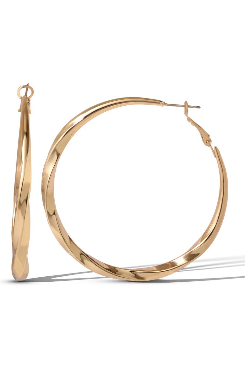 Twisted Gold Hoop Earrings, Alternate, color, Gold