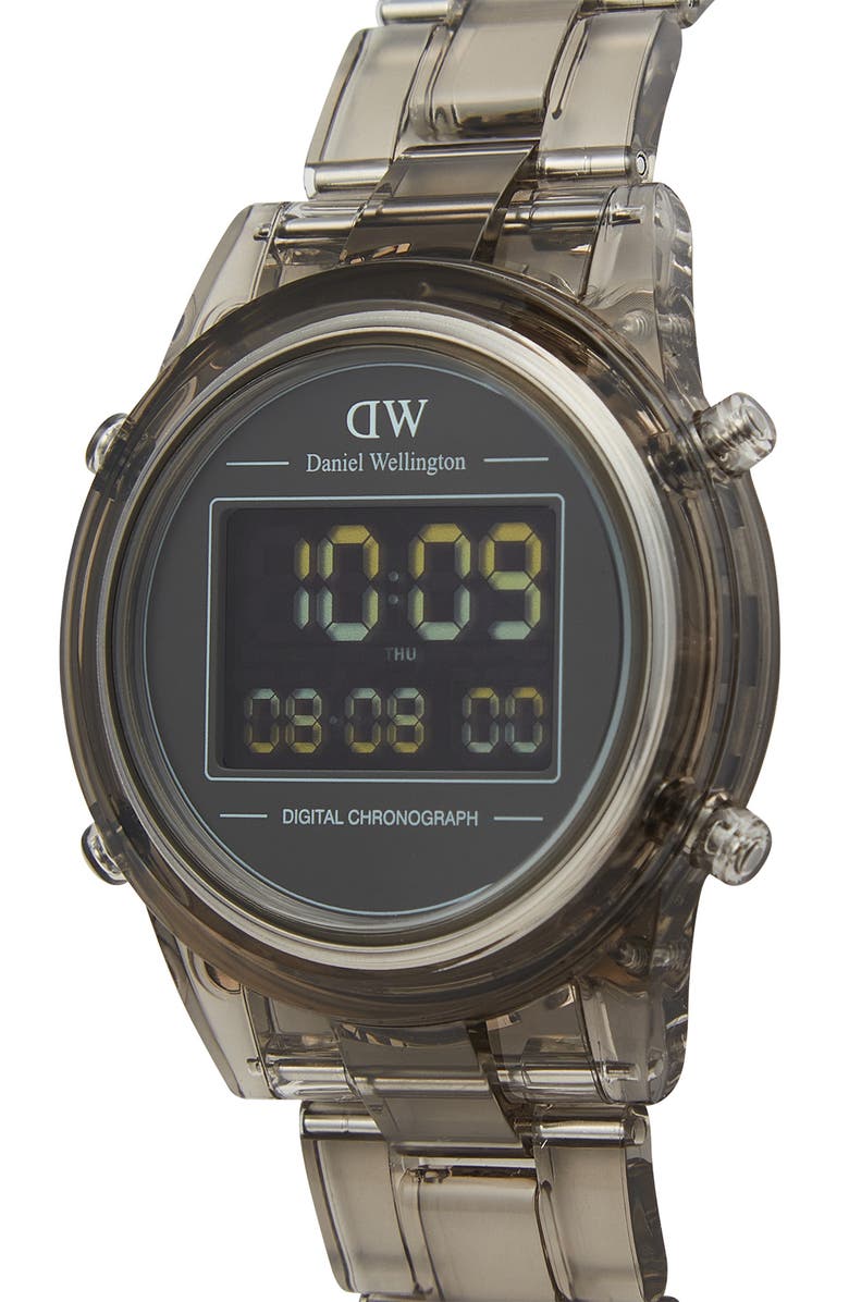 Daniel Wellington Retro Digital Bracelet Watch, 36mm, Alternate, color, Transparent Soft Grey