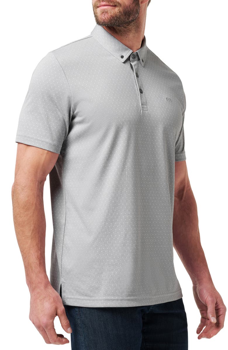 TravisMathew Handsome Town Dot Print Piqué Button-Down Polo, Alternate, color,