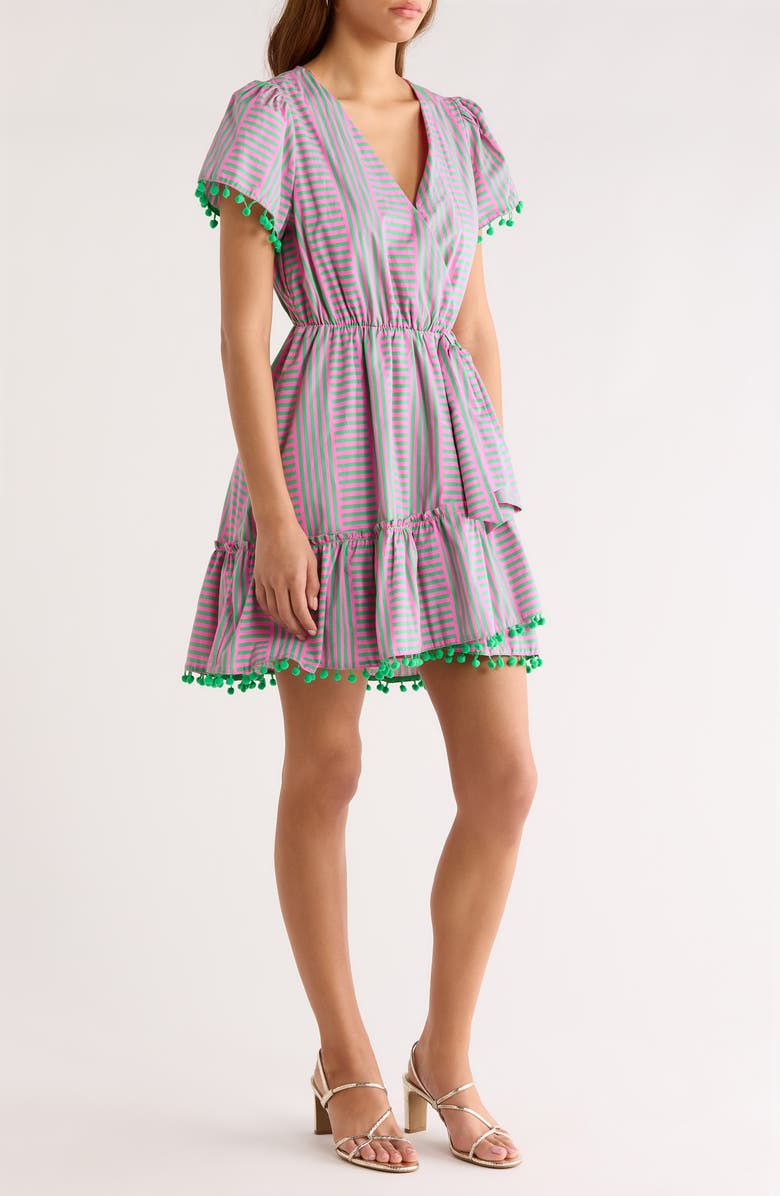 SUGARLIPS Valda Mixed Stripe Cotton Dress, Alternate, color, Pink-Green-Multi