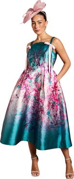 Coast Strappy Bow Detail Twill Midi Dress