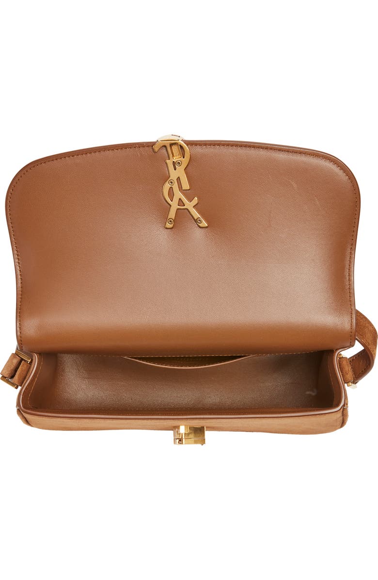 Saint Laurent Medium Solferino Suede Shoulder Bag, Alternate, color, Caramel Cognac