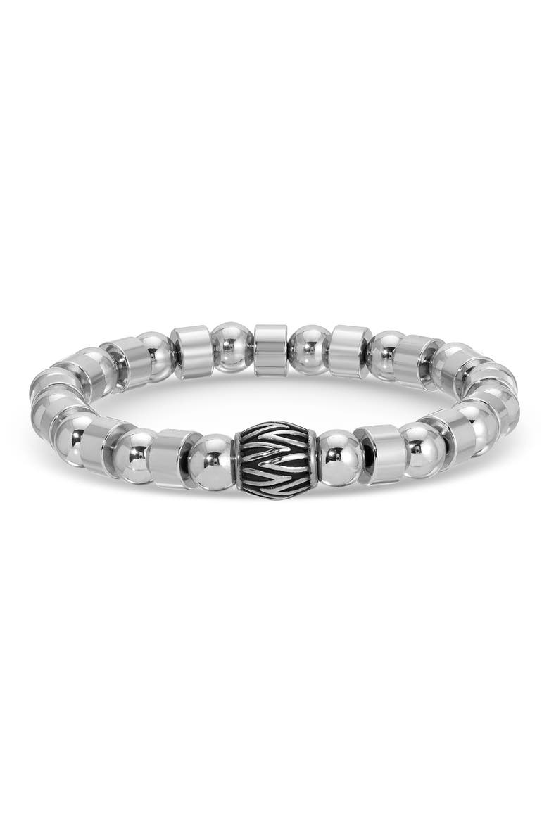 Men's Set of 3 Metallic Leopard Stretch Bracelets, Alternate, color, SILVER