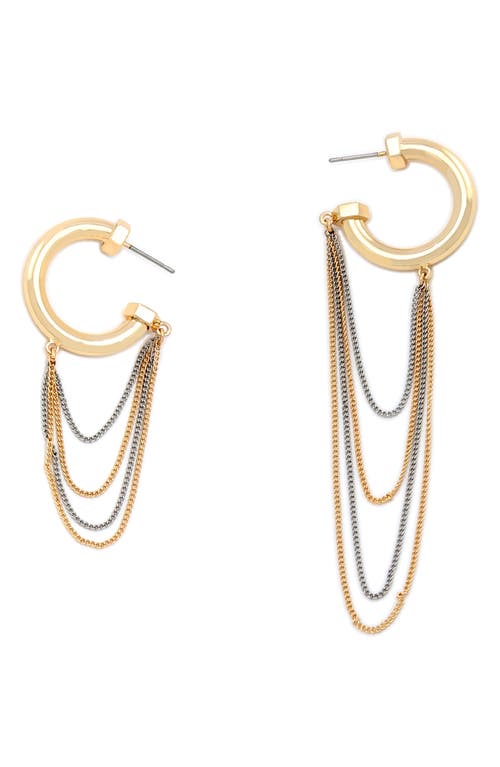 Allsaints Bolt Asymmetrical Swag Chain Huggie Hoop Earrings In Gold