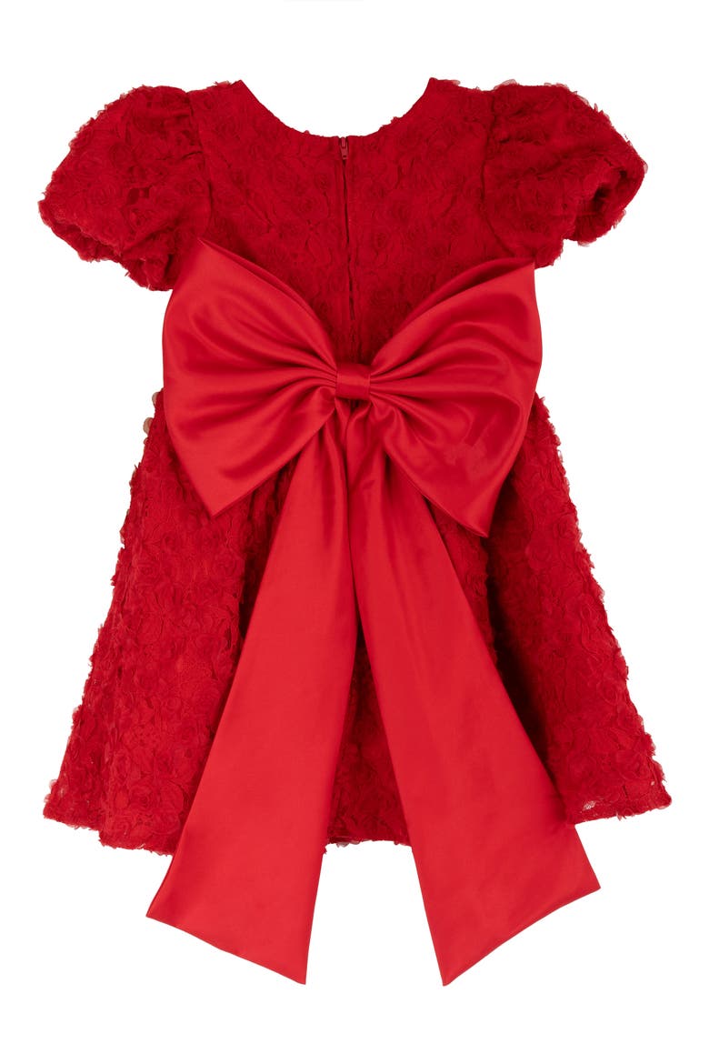 Kids' Soutache Puff Sleeve Dress, Alternate, color, RED