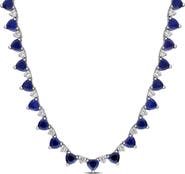 DELMAR Sterling Silver Heart Lab Created Sapphire Necklace