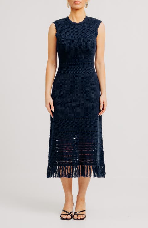 Colette Open Stitch Cotton & Cashmere Sweater Dress