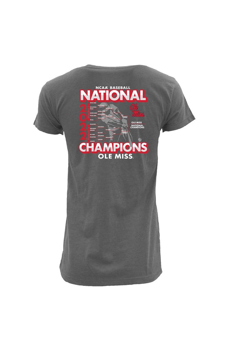 BLUE 84 Women's Blue 84 Heathered Gray Ole Miss Rebels 2022 NCAA Men's Baseball College World Series Champions Schedule T-Shirt, Alternate, color, 