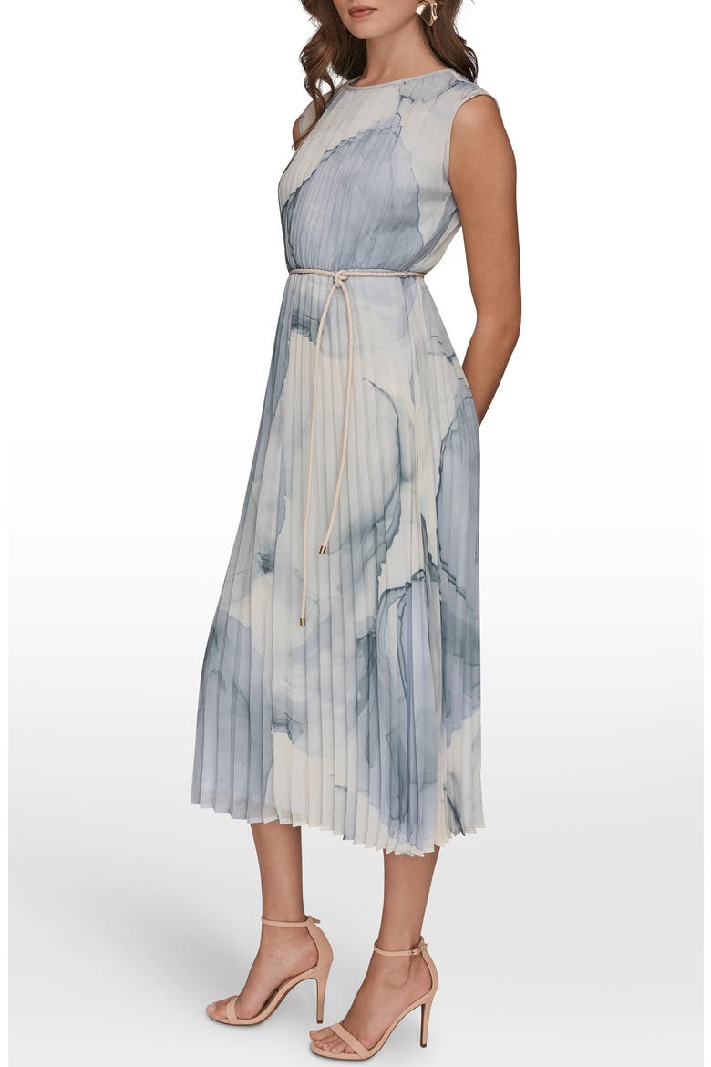 Print Pleated Midi Dress, Alternate, color, DUSK MULT