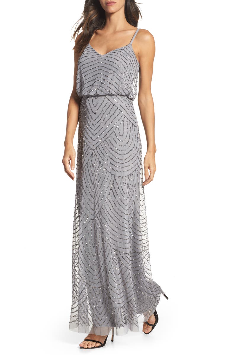Adrianna Papell Embellished Blouson Gown, Main, color, 