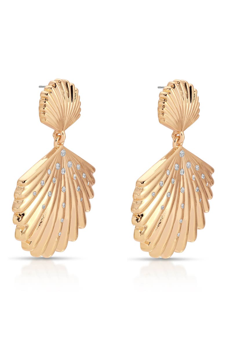 Sun Drenched Shell Drop Earrings, Alternate, color, GOLD