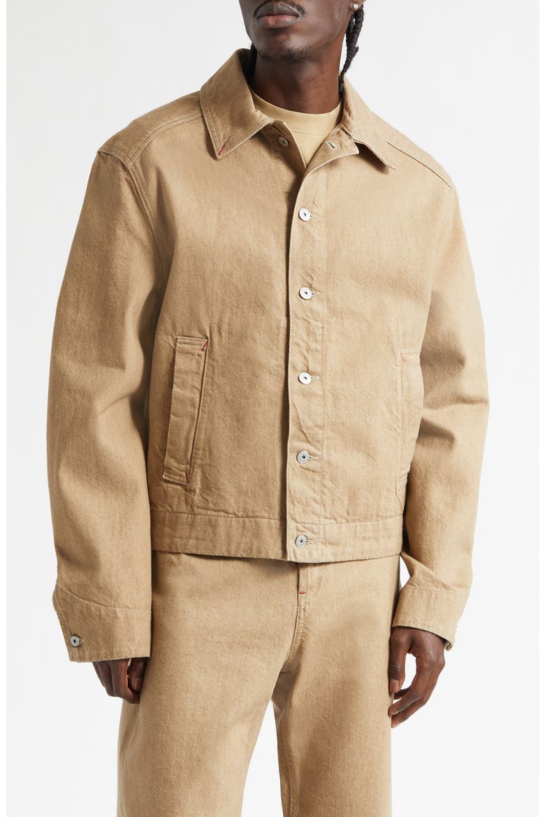 La Vest Mirada de Nîmes Denim Jacket, Main, color, BEIGE