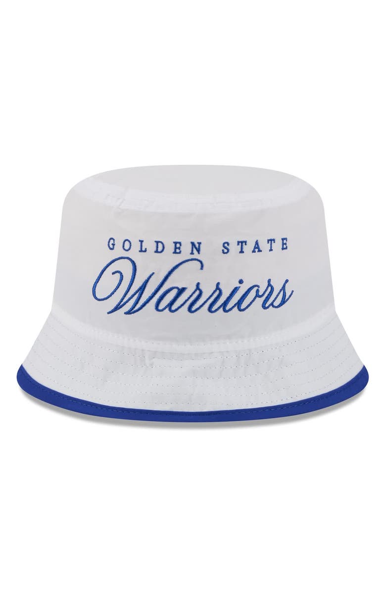 New Era Men's New Era White/Royal Golden State Warriors 2025 NBA Draft Nylon Bucket Hat, Alternate, color, White