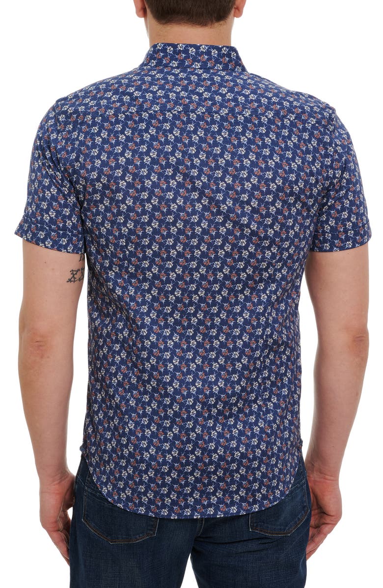 Robert Graham Floras Floral Print Short Sleeve Button-Up Shirt, Alternate, color,