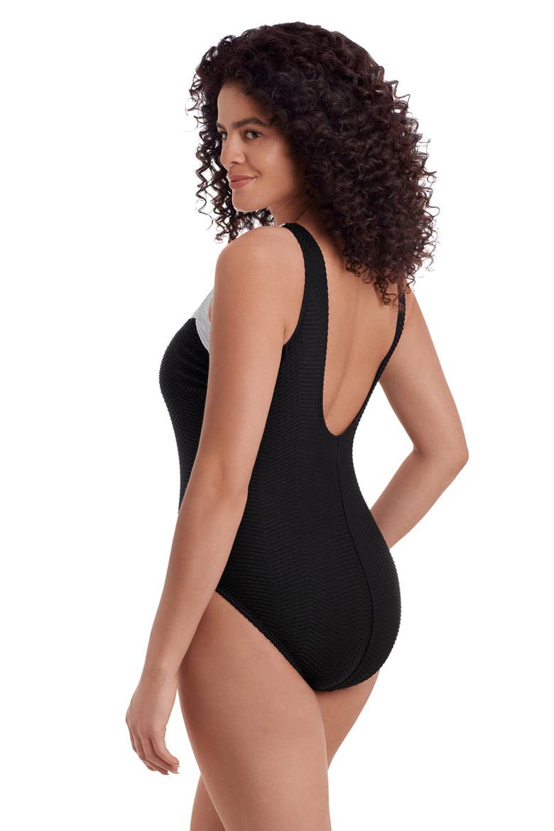 Sweetheart Inset Tank Long Torso One-Piece Swimsuit, Alternate, color, Texture Luxe
