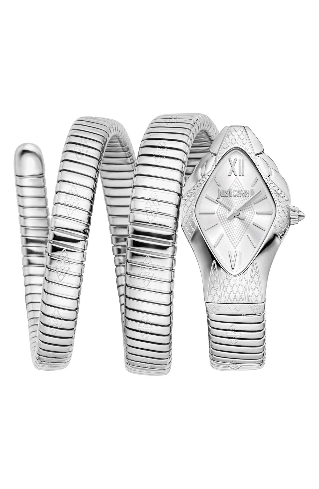 Just Cavalli Coiled Snake Bracelet Watch, 22mm x 36.5mm