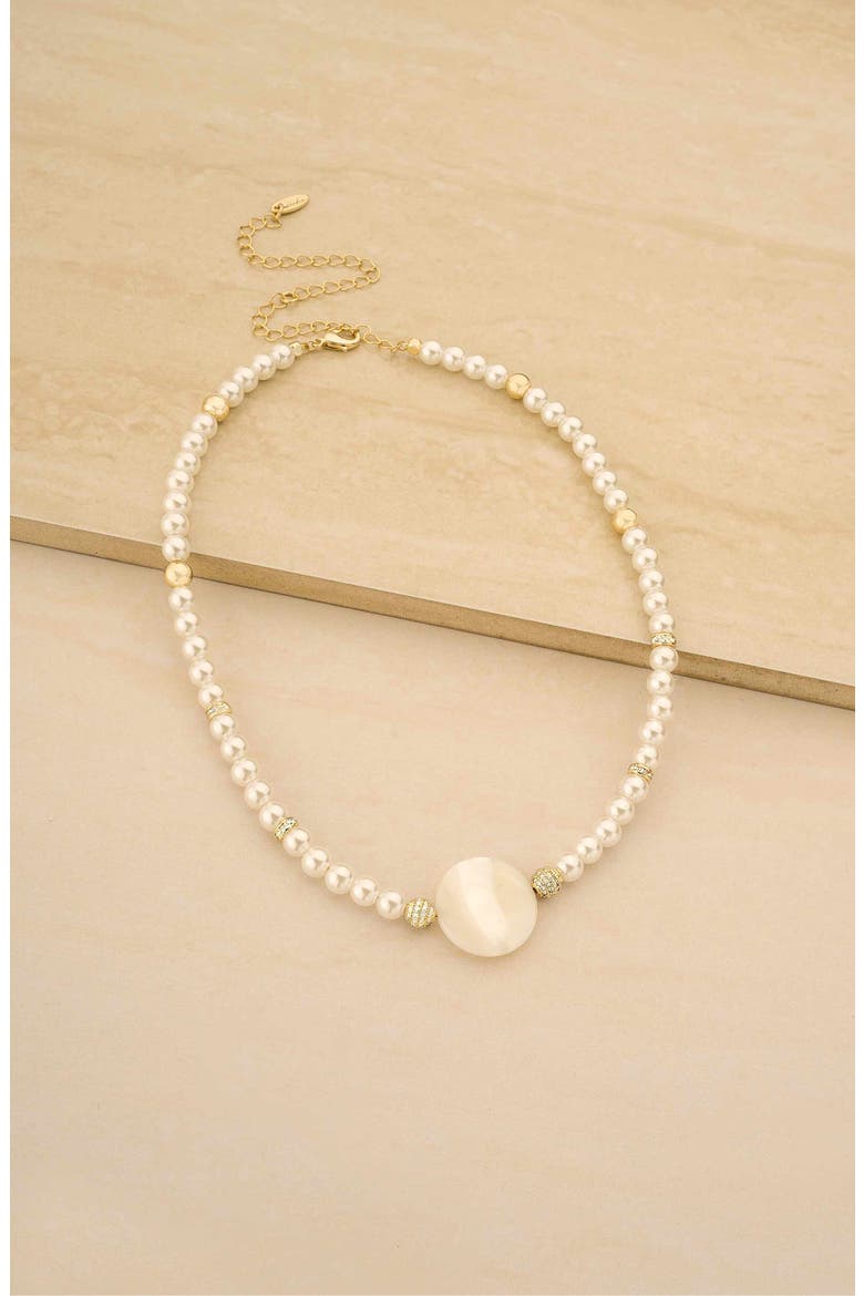 Timeless Imitation Pearl Necklace, Alternate, color, WHITE