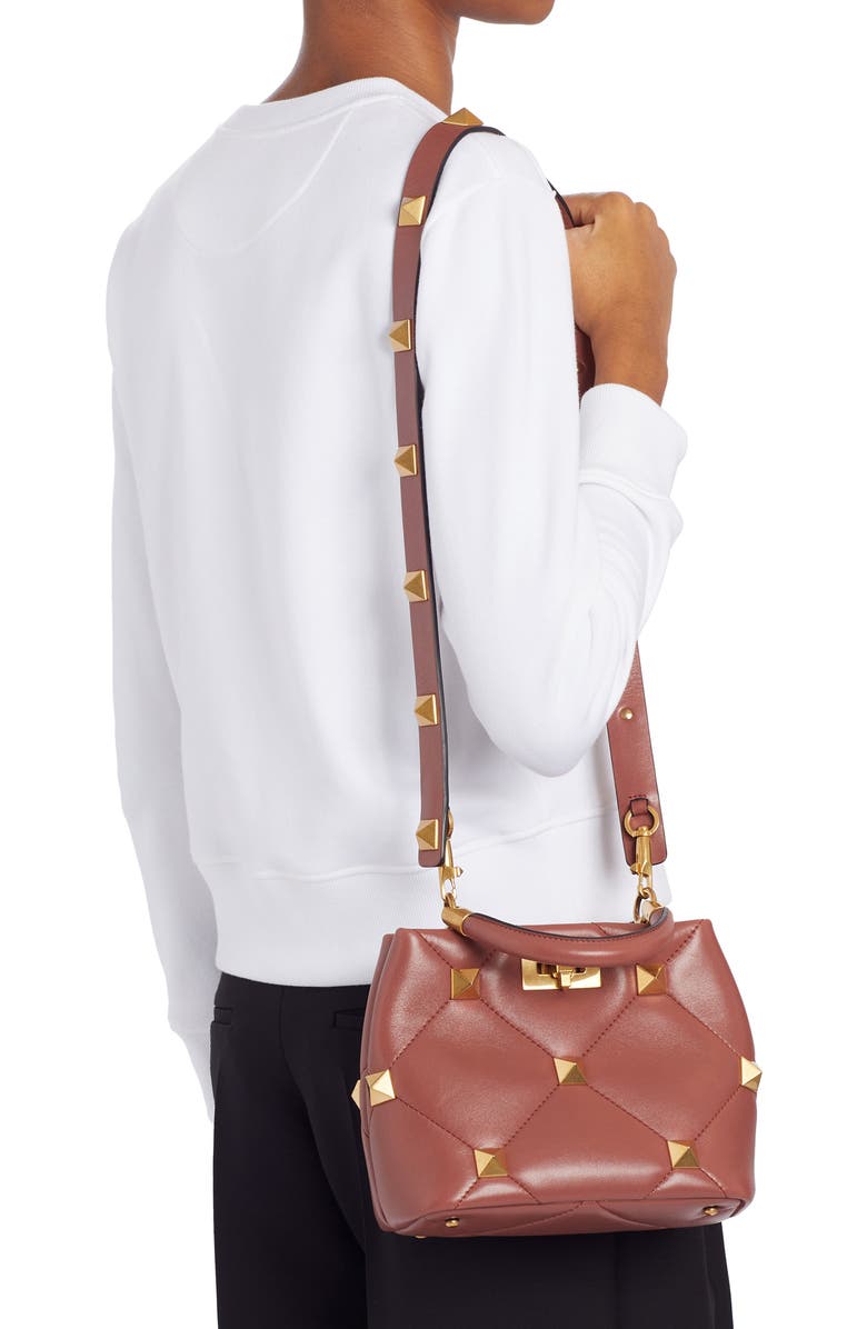 Valentino Garavani Roman Stud Quilted Leather Top Handle Bag, Alternate, color,