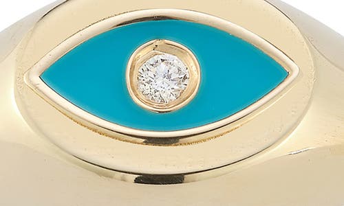 Ember Fine Jewelry 14k Gold & Enamel Diamond Evil Eye Signet Ring In Gold