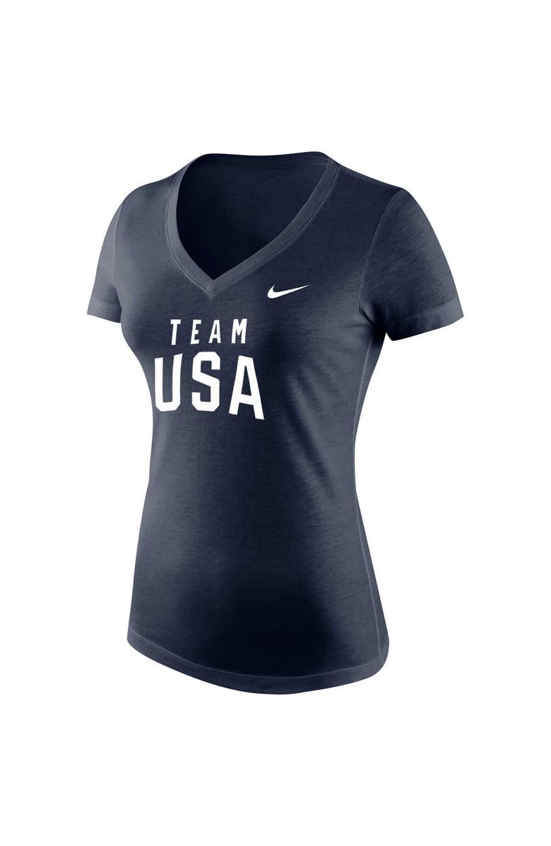 Nike Women's Nike Heather Navy Team USA Tri-Blend V-Neck T-Shirt, Alternate, color,