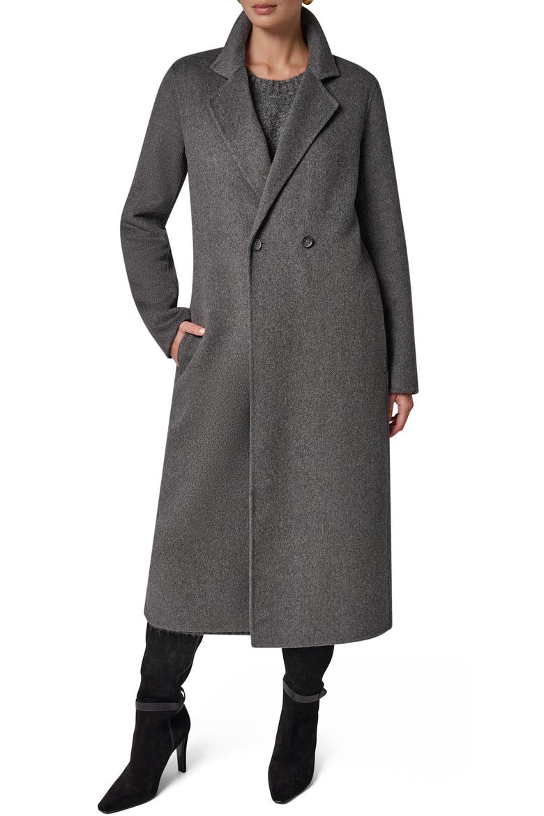 Double Breasted Coat with Removable Faux Fur Scarf, Alternate, color, HTHR GREY