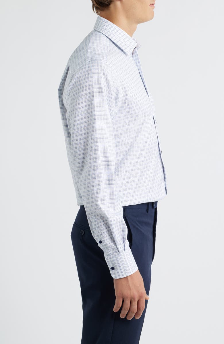David Donahue Regular Fit Dobby Check Dress Shirt, Alternate, color, White/Navy