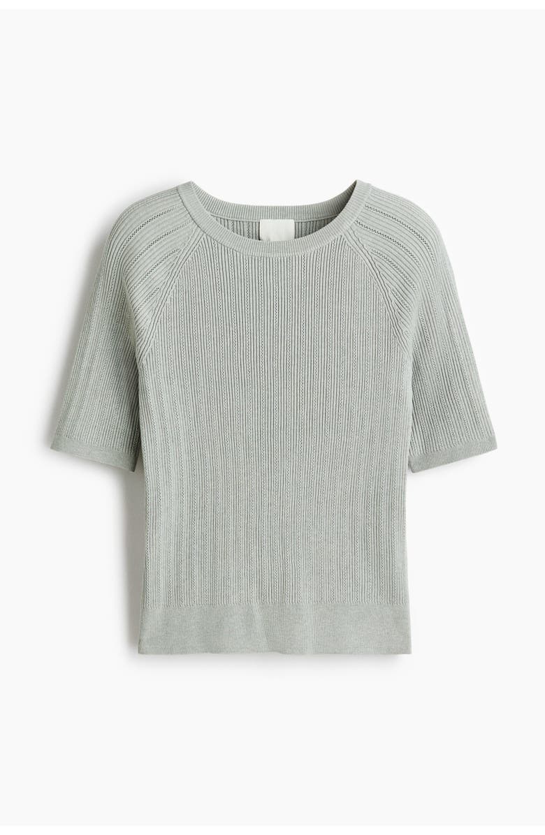 H&M Rib-knit T-shirt, Main, color, Light Gray